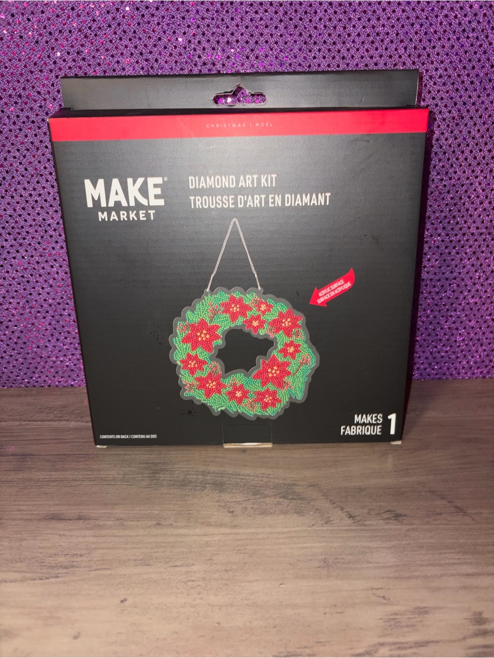 🆕💜 Makers Market Christmas Wreath Diamond Art Kit Poinsettia Holiday DIY Decor
